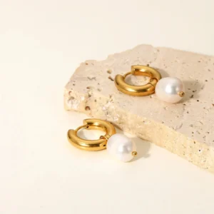 Timeless Pearl Drop Hoop Earrings