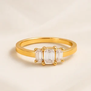 Emerald Cut Trio Ring